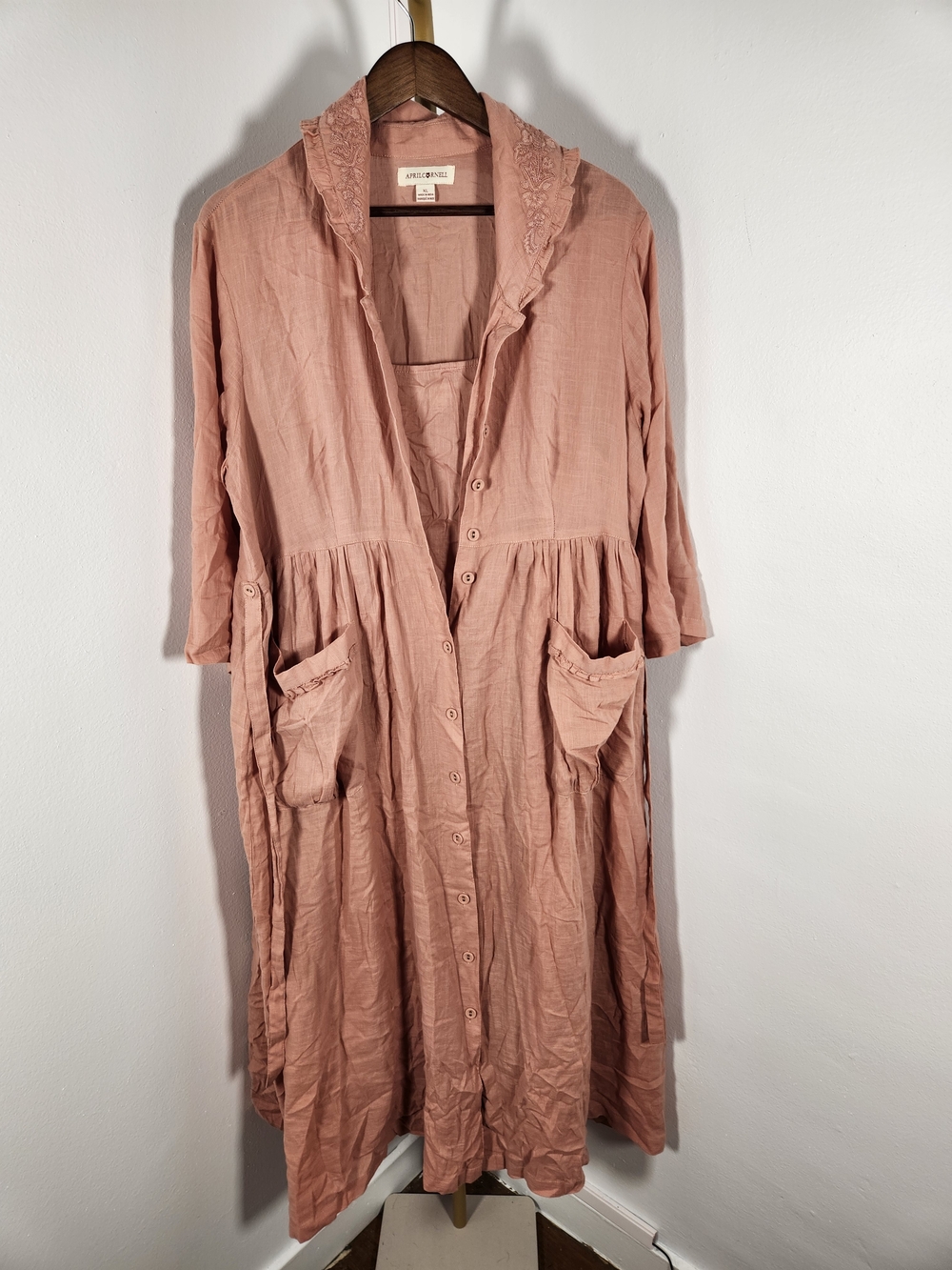 April Cornell Dusty Rose Button-Front Midi Dress